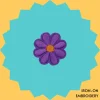 Purple Flower with Orange Center Iron-on Embroidery