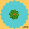 Iron-On-Patch-1077 Green Flower with Orange Center Iron-on Embroidery