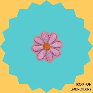 Light Pink Flower with Orange Center Iron-on Embroidery