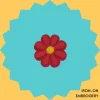 Red Flower with Yellow Center Iron-on Embroidery