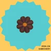 Brown Flower with Orange Center Iron-on Embroidery