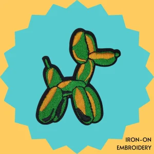 Green Yellow Ballon Dog Iron-on Embroidery