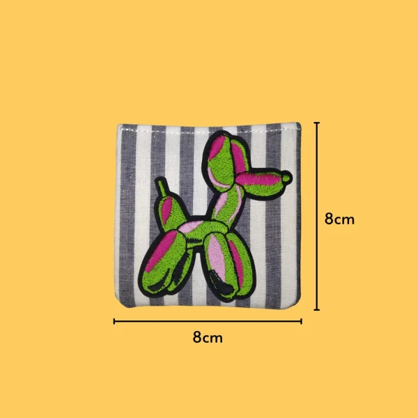 Green Pink Ballon Dog Iron-on Embroidery