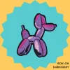 Purple Pink Ballon Dog Iron-on Embroidery