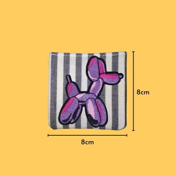 Purple Pink Ballon Dog Iron-on Embroidery