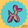 Iron-On-Patch-1113 Light Pink Yellow Ballon Dog Iron-on Embroidery