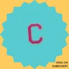 Pink Letter 'C' Iron-on Embroidery
