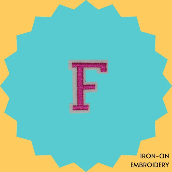 Iron-On-Patch-1127 Pink Letter 'F' Iron-on Embroidery