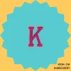 Iron-On-Patch-1137 Pink Letter 'K' Iron-on Embroidery