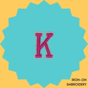 Pink Letter 'K' Iron-on Embroidery