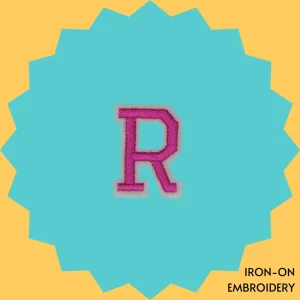 Pink Letter 'R' Iron-on Embroidery