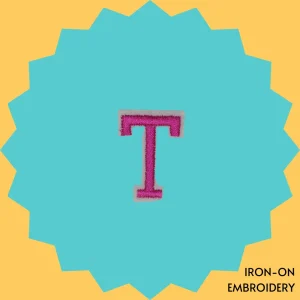 Pink Letter 'T' Iron-on Embroidery