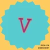 Pink Letter 'V' Iron-on Embroidery