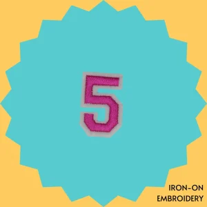 Pink Number '5' Iron-on Embroidery