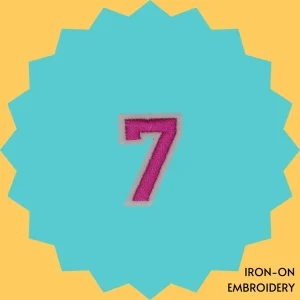 Pink Number '7' Iron-on Embroidery