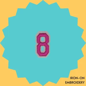 Pink Number '8' Iron-on Embroidery