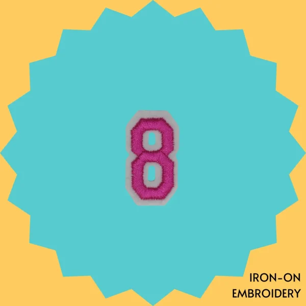 Pink Number '8' Iron-on Embroidery