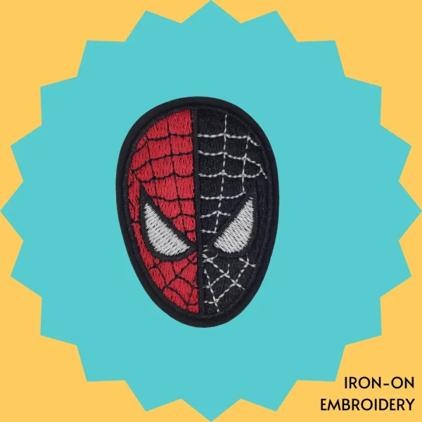 Iron-On-Patch-1211 Half Half Spiderman Mask Iron-on Embroidery