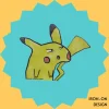 Quirky Suspicious Pikachu Iron-on Design