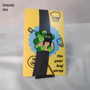 Black Cat in Round Leaves Plant Enamel Pin
