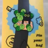 Black Cat in Round Leaves Plant Enamel Pin