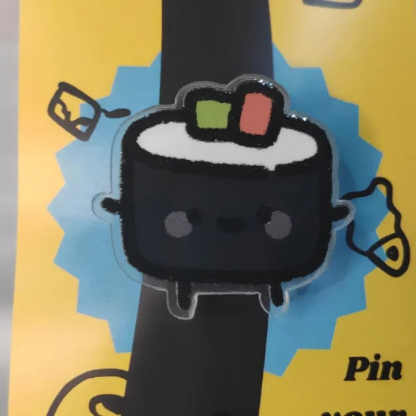 Cute Black Sushi Roll Acrylic Pin