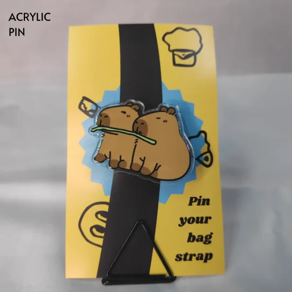 Enamel-Pin-131 Two Capybaras Eating Acrylic Pin