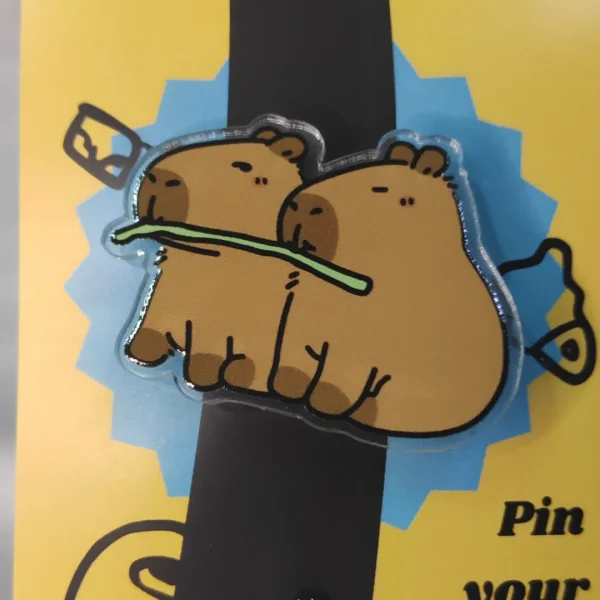 Enamel-Pin-132 Two Capybaras Eating Acrylic Pin