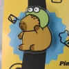 Capybara with Funny Green Hat Acrylic Pin