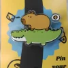 Capybara Stacking on an Aligator Acrylic Pin