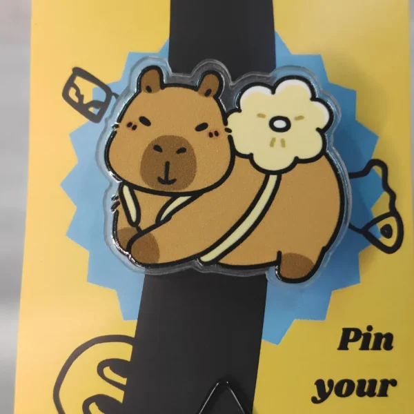 Flower Capybara Acrylic Pin