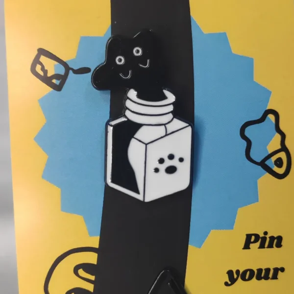 Black Cat Vapour from a Jar Enamel Pin