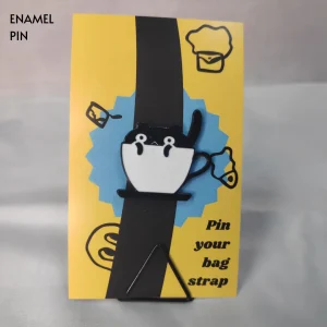 Enamel-Pin-69 Black Cat in a Coffee Cup Enamel Pin