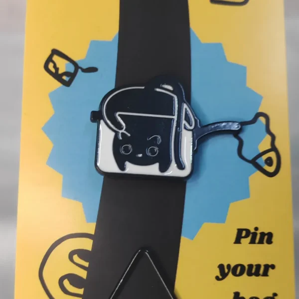 Black Cat in a Pot Enamel Pin