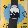 Jar Black Cat with Paw Enamel Pin