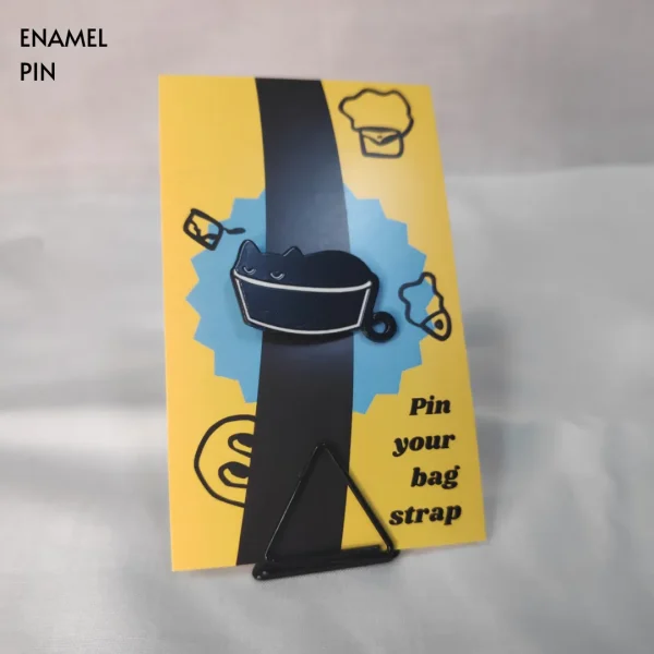 Enamel-Pin-87 Black Cat Sleeping in a Bowl Enamel Pin