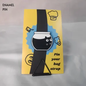 Enamel-Pin-91 Black Cat with Paws in a Fish Bowl Enamel Pin