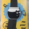 Black Cat with Paws in a Fish Bowl Enamel Pin