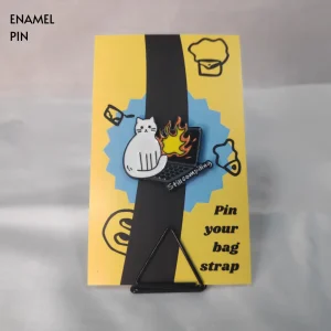 Still Compiling Burning Laptop White Cat Enamel Pin