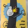 Still Compiling Burning Laptop White Cat Enamel Pin