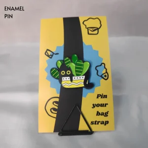 Enamel-Pin-97 Black Cat in Striped Leaves Plant Enamel Pin