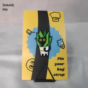 Enamel-Pin-99 Black Cat in Pointy Plant Enamel Pin