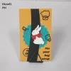 White Bunny with Red Ribbon Enamel Pin