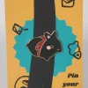 Black Bunny with Red Ribbon Enamel Pin