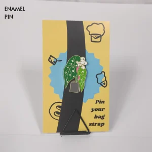 Large Leaves Plant with White Flower Enamel Pin