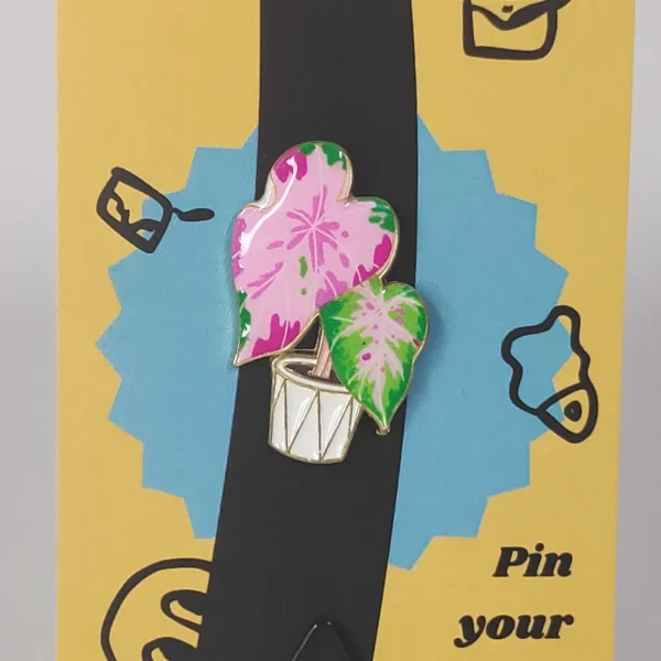 Large Pink Leaves Plant Enamel Pin