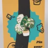 Green and White Large Leaves Plant Enamel Pin