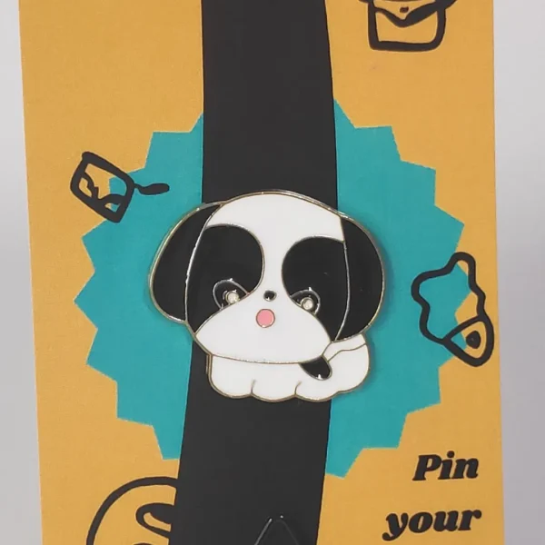 Black and White Puppy Enamel Pin