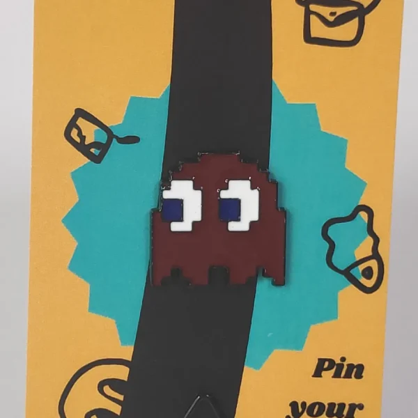 Brown Pixellated Game Ghost Enamel Pin