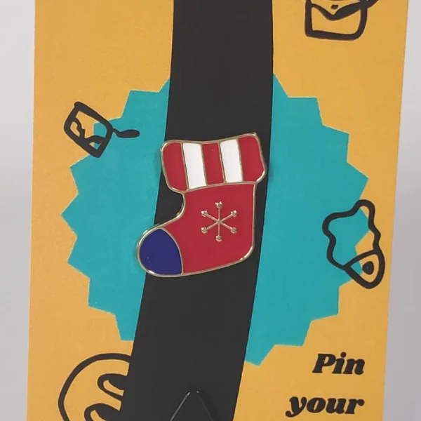 Red Festive Socks Enamel Pin